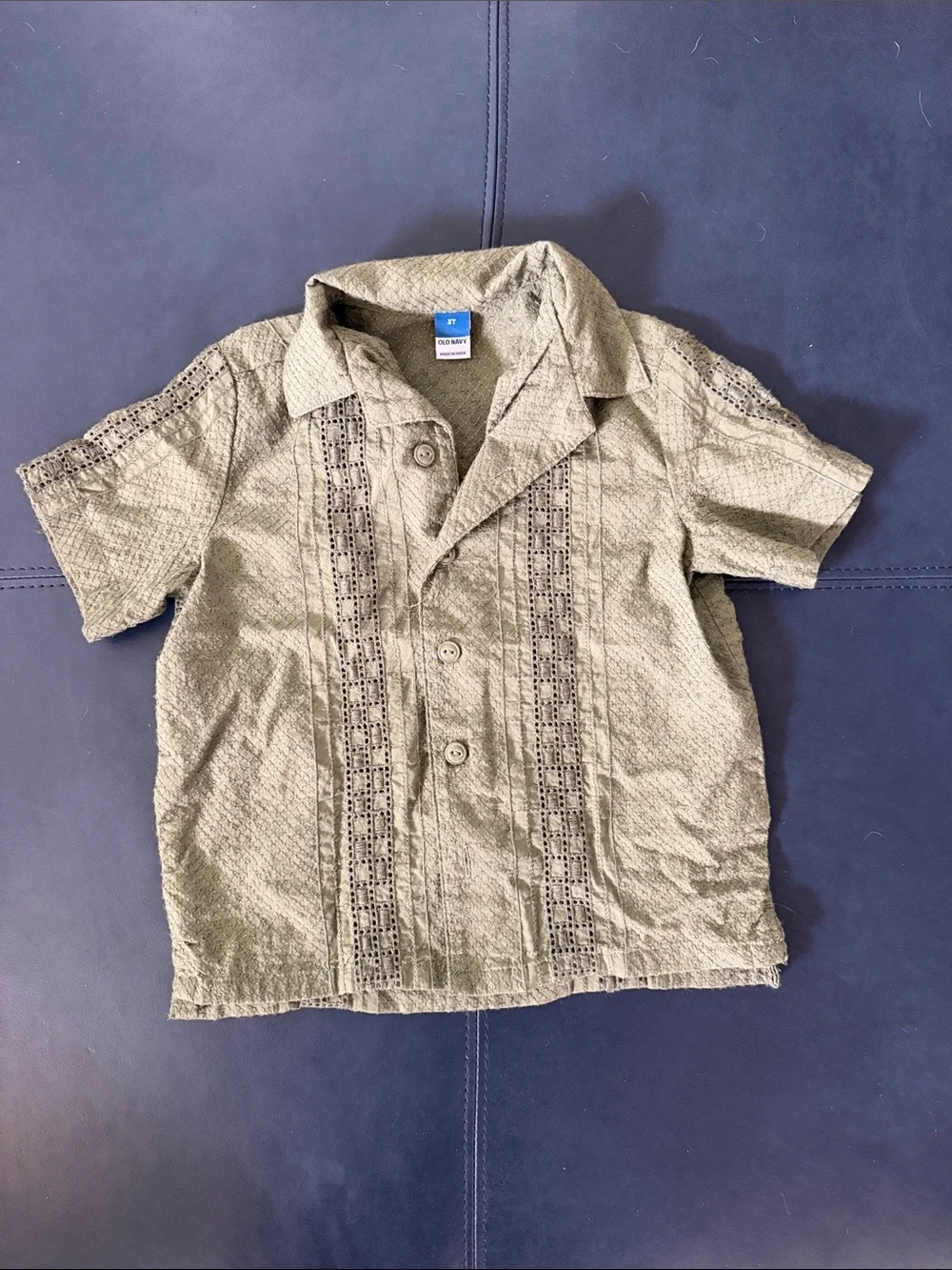 Old Navy Olive Green Short-Sleeve Button Front Shirt